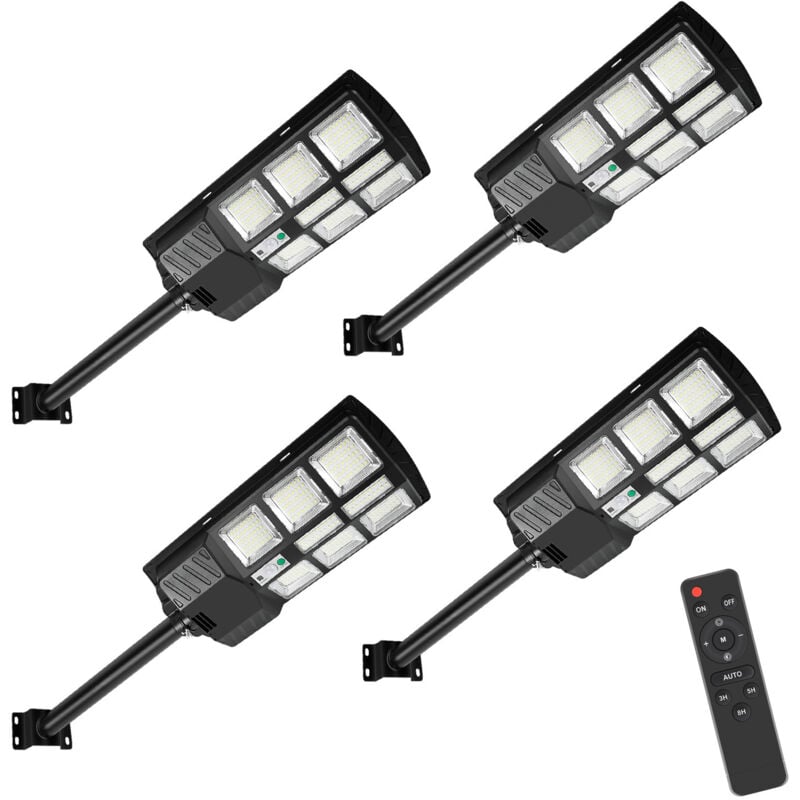 Swanew - 4X 300W Réverbère Solaire mural solaire avec détecteur de mouvement Lampadaire led