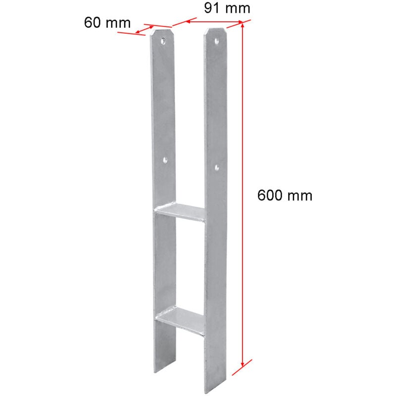 Swanew 4x Ancrage h support de poteau douille à enfoncer 600MM Ancrage de poteau douille au sol