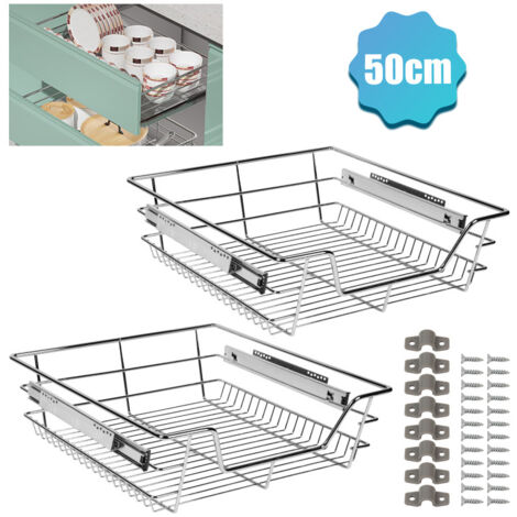Cassetto Estraibile Telescopico Per Mobili - Organizzatore Con Ripiano, 50 Cm Larghezza, Carico 15 Kg - Foto 11