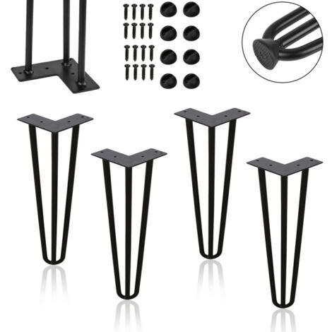SWANEW 4x gambe per capelli gambe gambe gambe cornice tavolo metallo gambe per capelli bays bays da tavolo da fuesse fa scorrere gambe di ago per capelli neri 3 pali. per scrivania. tavolo da pranzo 6