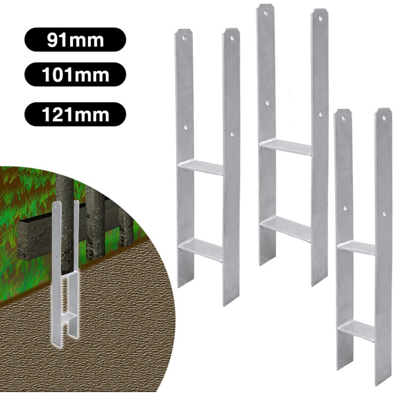 Swanew 4x Ancrage h support de poteau douille à enfoncer 600MM Ancrage de poteau douille au sol