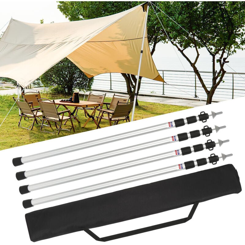 4x Mâts de tente Tige de tente Tiges de tente Barre de relevage Antidérapante Design Tarp 87-234cm - Swanew