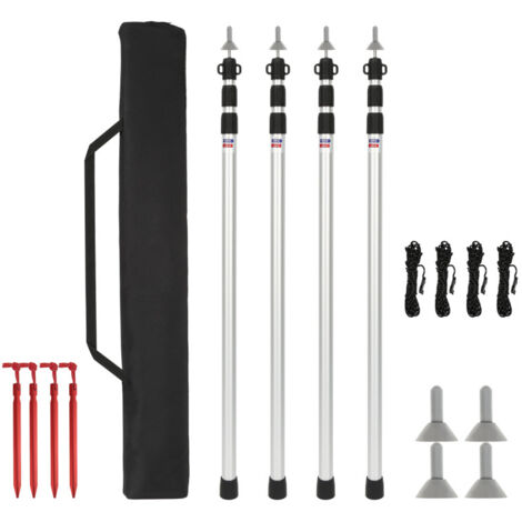 SWANEW 4x Palo della tenda Palo della tenda Set Up Palo antiscivolo Design Palo della tenda 87-234cm