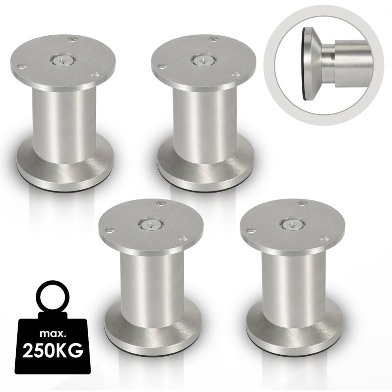 Swanew - 4x pieds de meuble pieds de meuble pied en aluminium diamètre 40 mm hauteur 100mm noir réglable en hauteur