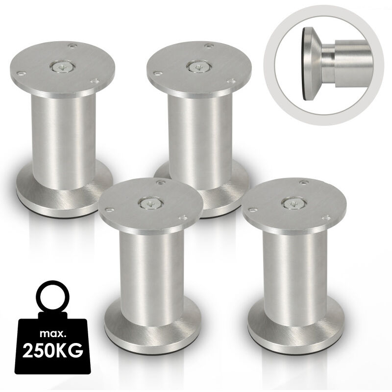 Swanew - 4x pieds de meuble pieds de meuble pied en aluminium diamètre 40 mm hauteur 120mm noir réglable en hauteur