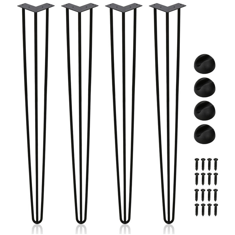 Pieds de table Pieds de table en épingle à cheveux 61 cm, pieds de meubles en métal massif à 3 tiges pour bricolage, bureau à domicile, restaurant,