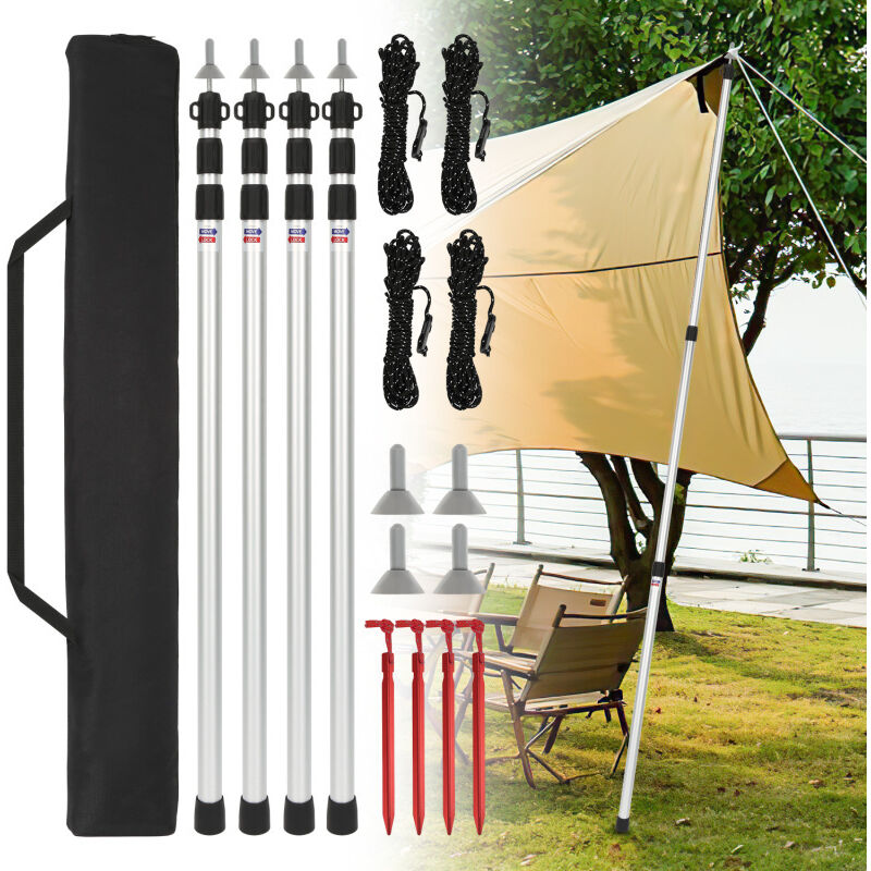 4x Poteau de tente tige de tente tige de relevage pour Tent Tarp sac de rangement 87-234cm - Swanew