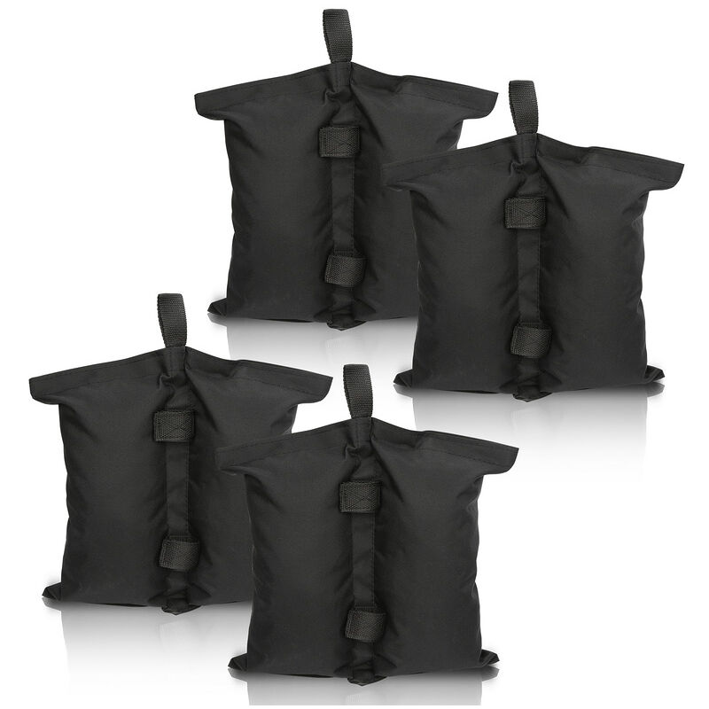 SWANEW 4X sacs de lestage Poids de Gazebo Oxford 600D Super Porteur Imperméable Sacs de Sable pour Tente Tonnelle Outdoor Noir