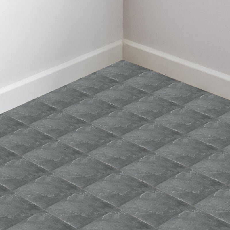 Swanew - Boite de 11 dalles vinyles auto-adhésives imitation carrelage (1m²) ,Marbre gris