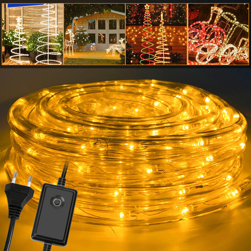 50M Tube Lumineux Extérieur led Guirlande Lumineuse Décoration,Blanc chaud,avec Adapteur d'alimentation - Swanew