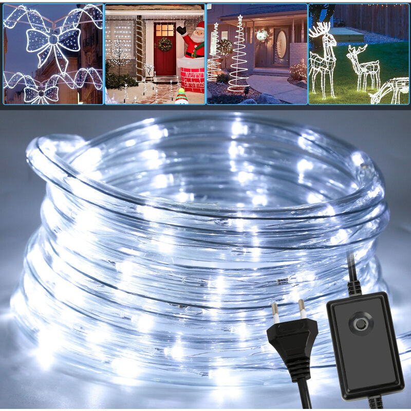 20M Tube Lumineux Extérieur led Guirlande Lumineuse Décoration,Blanc froid,avec Adapteur d'alimentation - Swanew