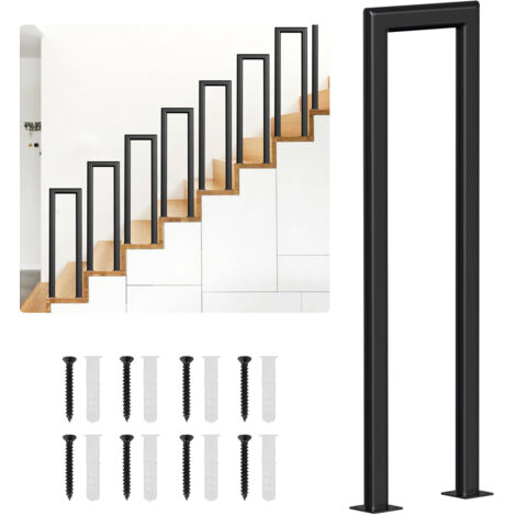 SWANEW 55cm Tubo ellittico a U Nero Ringhiera in ghisa verniciata a polvere Corrimano Scale Maniglia Tenuta sicura