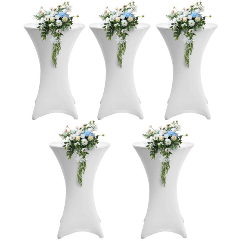 Swanew - 5x Housse mange debout - House de protection table haute de bar - Pour diamètre de table 60cm - couleur blanc