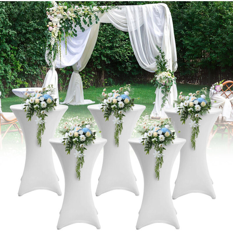 Swanew - 5x Housse mange debout - House de protection table haute de bar - Pour diamètre de table 70cm - couleur blanc