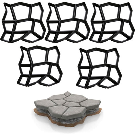 SWANEW 5X Pflasterform D.I.Y Gehweg Betonpflaster Gießform Garten Schablone mit 9 Kammer 43 x 43 x 4cm