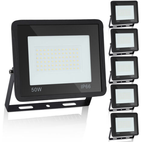 SWANEW 5xProiettore a LED da 50W - Illuminazione esterna a LED IP66 - Proiettore a LED - Luce fredda per Garage. Giardino. Terrazza