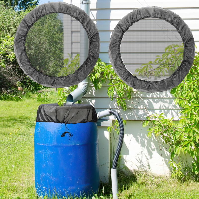 6 pcs Housse en Maille pour Tonneaux de Pluie avec Cordon de Serrage Housses de Protection Filet de Protection Réglable pour Anti-poussière 95cm noir