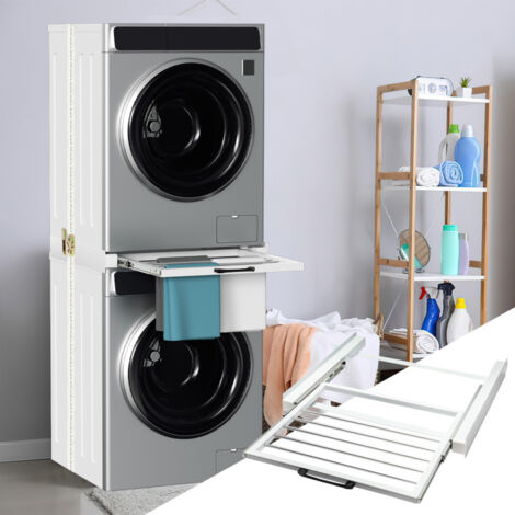 SWANEW 60 x 54 x 7.5 cm Kit di sovrapposizione con portasciugamani standard bianco con ripiano estraibile-Installazione rapida