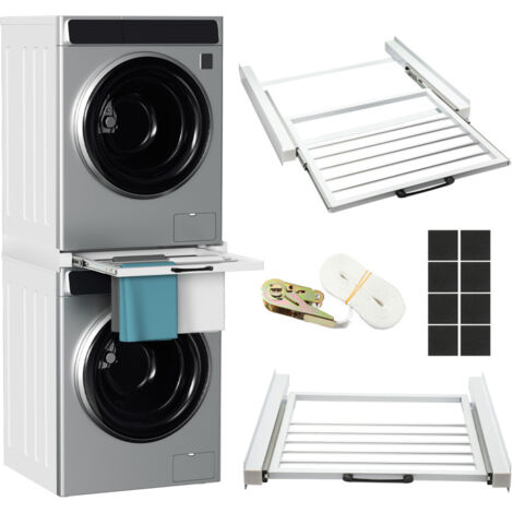 SWANEW 60 x 54 x 7.5 cm Kit di sovrapposizione con portasciugamani standard bianco con ripiano estraibile-Installazione rapida