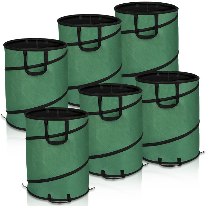 SWANEW 6x Sac de jardin 170L Pop-Up Sac à déchets avec poignées Sac à feuilles Sac à gazon XXL Vert