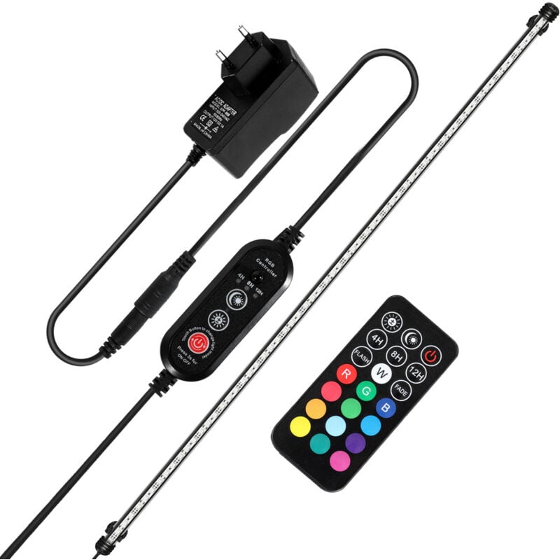 92.5cm led Éclairage Aquarium Lampe Tube Étanche Lighting Plongée a Economie D'energie Fish Tank Décoration avec Télécommande,RGB, pas de bruit