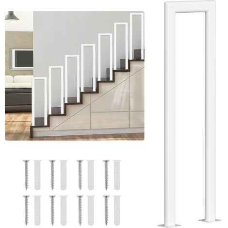SWANEW 75cm Tubo ellittico a U Bianco Ringhiera in ghisa verniciata a polvere Corrimano Scale Maniglia Tenuta sicura