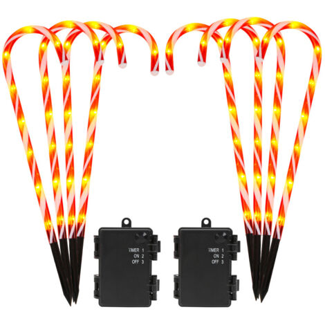 SWANEW 8 Pezzi Luci di Canna di Natale. Luci di Canna di Natale Decorazione Sentiero Canna di Zucchero LED Luci da Giardino Luci da Giardino