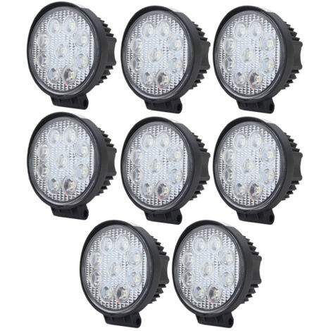 SWANEW 8 X Faro 27W Rotondo Faretto Led da Lavoro. 9 Led di Profondità. Auto 12V 24V Barca Moto SUV