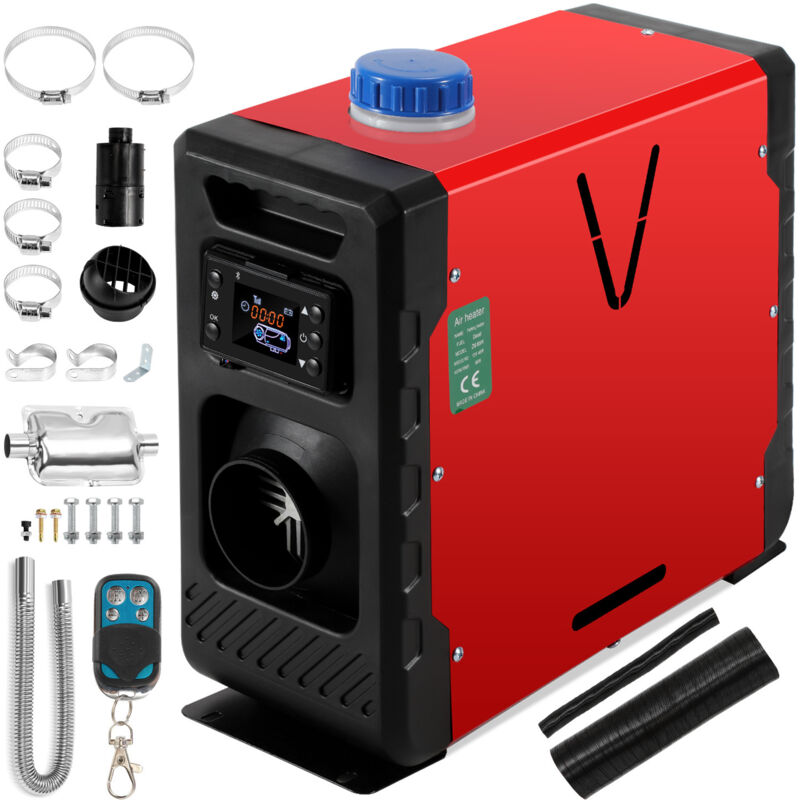 8KW 12V Chauffage Diesel Portable Intégration 12V 24V contrôle Bluetooth Réchauffeur d'Air Diesel de Voiture pour rv Auto Camion Rouge - Swanew