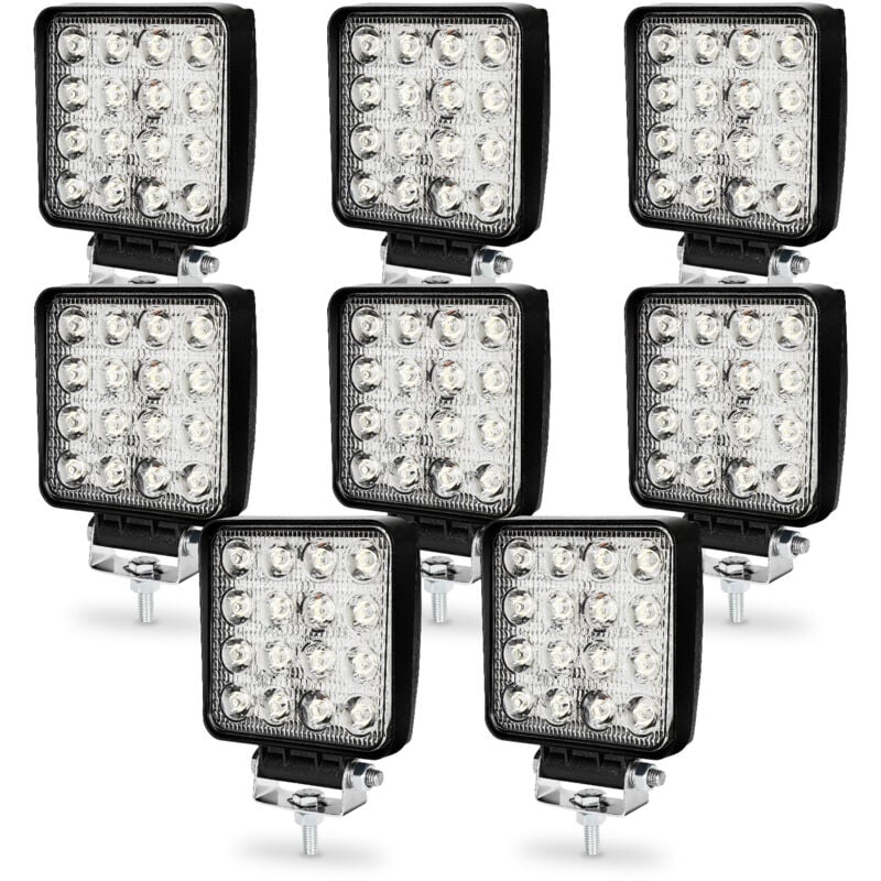 8PCS 48W Phare de Travail Carre a Leds dc 12V 24V Quad Camion Bateau Tracteur Offroad Imperméable - Swanew