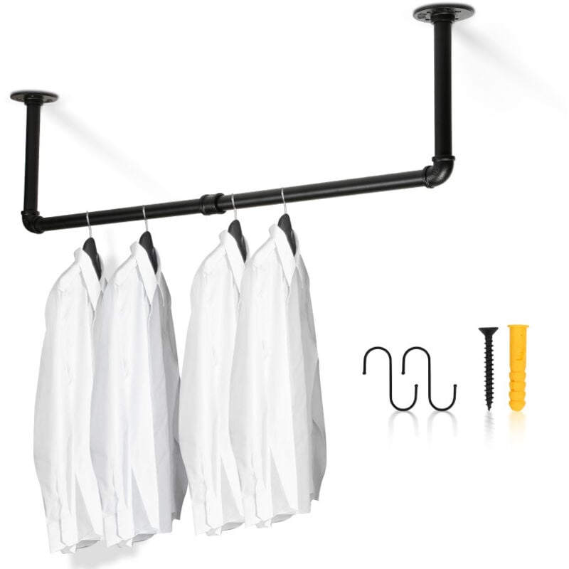 92cm Tringle à vêtements tringle penderie penderie penderies jusqu'à 65 kg de charge - Blanc