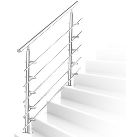SWANEW Acciaio inossidabile ringhiera per ringhiera per scale 150 cm 5 montanti a croce Ø 42 mm per scala da giardino interno ed esterno