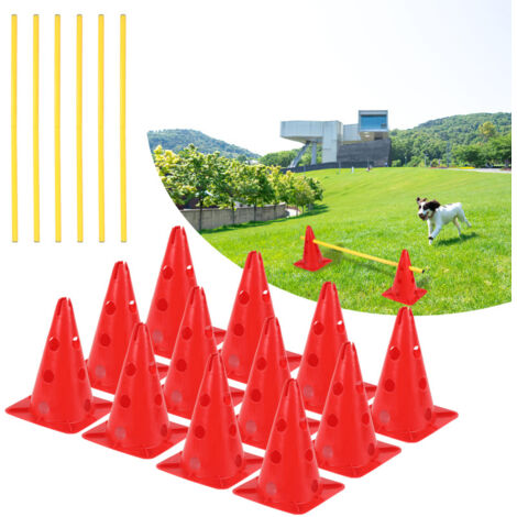 SWANEW Agility sport Kit ostacoli push-in, 12 coni + 6 barre, altezza regolabile, per allenamenti squadre di calcio - agility