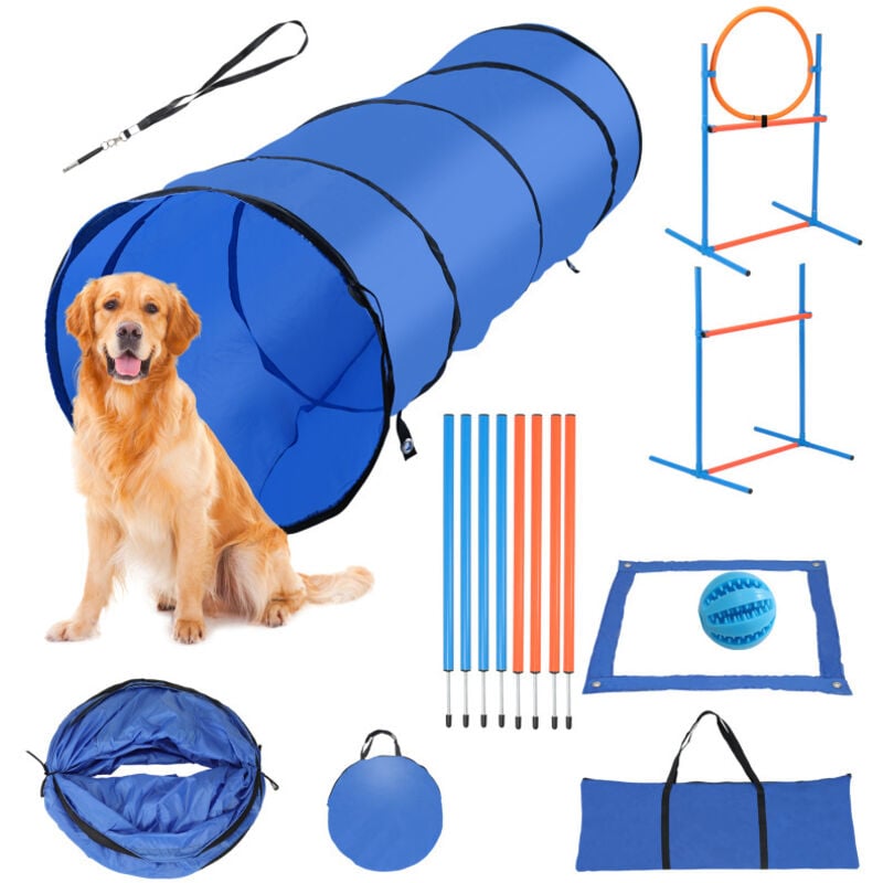 Swanew - Agility sport pour chiens équipement complet obstacle, tunnel, slalom, zone repos + sac de transport