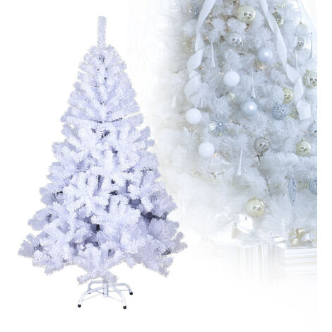 SWANEW Albero di Natale artificiale. albero abete. tronco bianco. materiale in PVC. incluso supporto in legno. albero di Natale da 210 cm