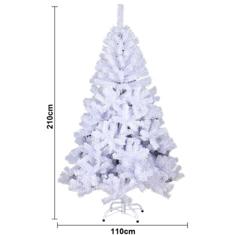 SWANEW Albero di Natale che si affolla l'albero di Natale Pvc 210 cm albero di abete artificiale bianco