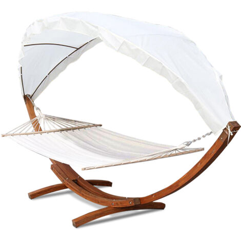 SWANEW Amaca con telaio 210 x 150 cm telaio in legno giardino sole