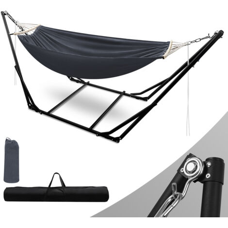 SWANEW Amaca con telaio amache per esterni amaca con asta sedia sospesa fino a 150 kg grigio scuro