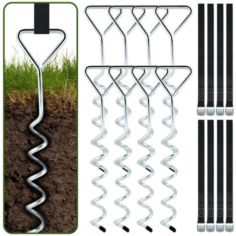 SWANEW Ancoraggi a spirale per trampolino Cinghie di serraggio Kit di ancoraggio di resistenza Fissaggi in acciaio inox per trampolino Safety,set da 8
