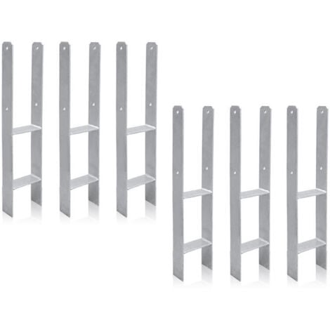 SWANEW Ancoraggio H Supporto per palo zincato a caldo Ancoraggio per palo Piede per palo zincato a caldo 101mm 6 pezzi