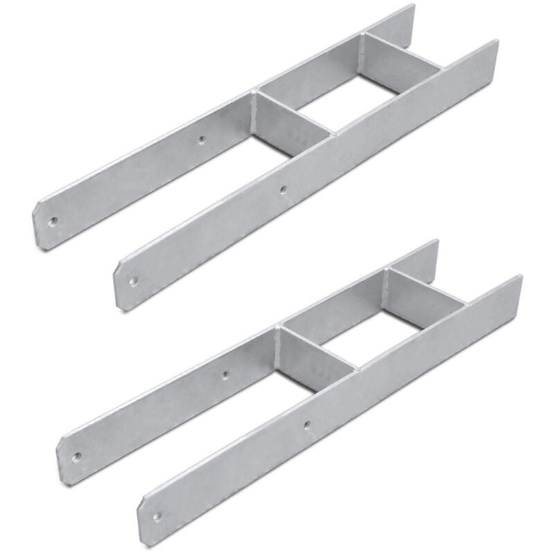 Ancrage de poteau Support de poteau Ancrage h argenté Carport 600mm Pied de poteau Support 121mm 2 pièces - Swanew