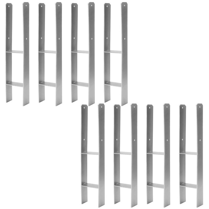 Hengda Ancre de poteau Douille de sol Pied de poteau Support de poteau 111mm Argent 2 pièces