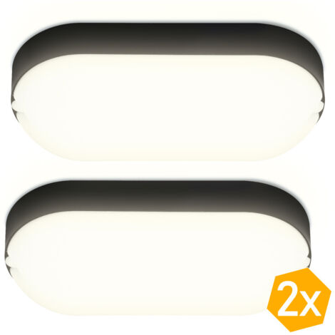 SWANEW Apparecchio antiumidità 15W LED IP54 a soffitto Per garage, cantine, laboratori 2x