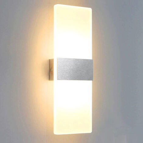 SWANEW Applique da parete per interni Illuminazione da parete moderna in acrilico per soggiorno. camera da letto. scala. corridoio Bianco caldo 12W