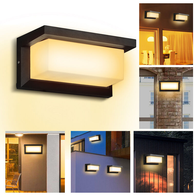 Swanew - Applique murale d'extérieur led avec détecteur de mouvement Applique murale moderne IP65 étanche pour patio jardin blanc chaud