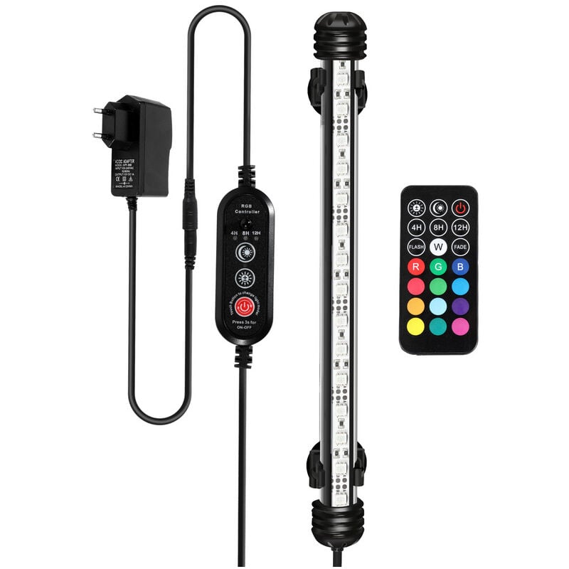 Aquarium led Lampe led pour aquarium-Lampe à changement de couleur de télécommande colorée- IP67 rgb -38.5cm - Swanew