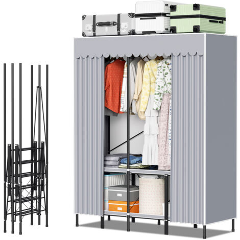 SWANEW Armadio in tessuto con guardaroba a libera installazione Pieghevole per camera da letto - 178 ×170 × 48 cm grigio