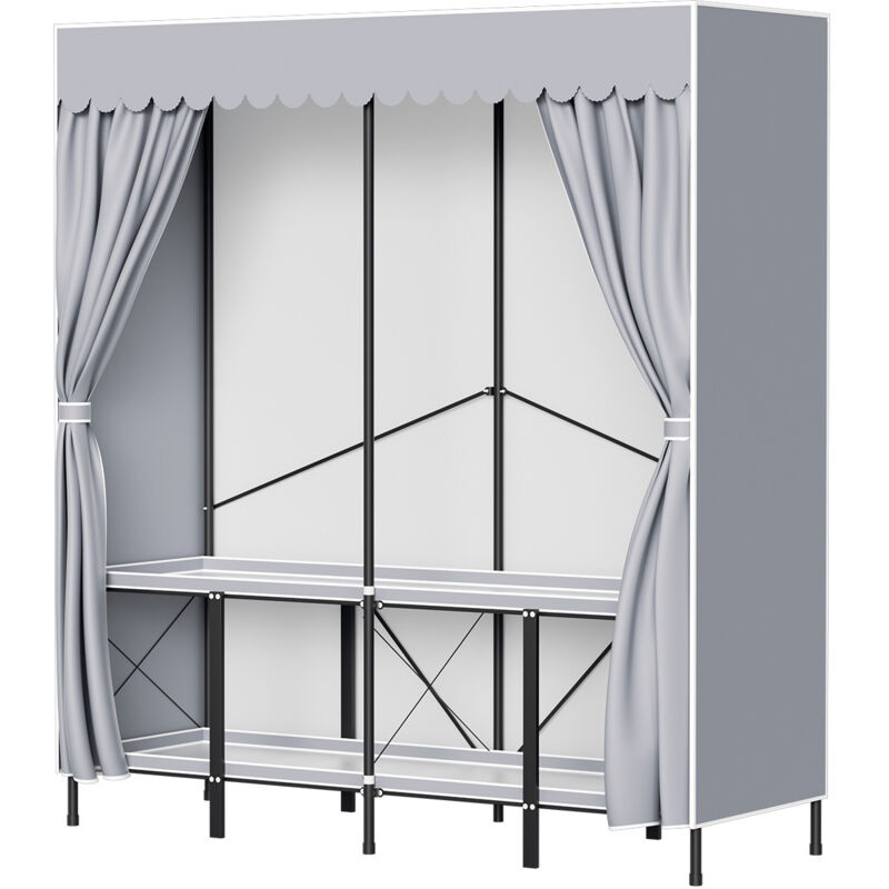 Swanew - Armoire de Rangement Chambre - Résistant à la poussière - Revêtement tissu et tube en acier - Noir