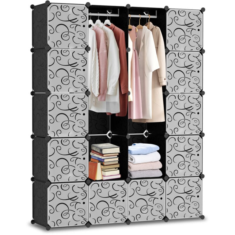 Swanew - Armoire Penderie 20/24 Cube Portable Étagère de Rangement, pour Vêtements Chaussures Jouets - Noir(20 cubes)