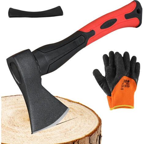 SWANEW Ascia da spacco- manico in gomma in acciaio al carbonio con guanto 800g 38,5cm